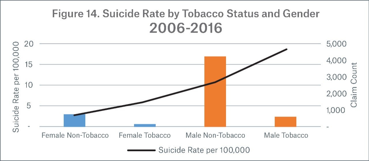 Figure 14 Image Suicide Rate by Tobacco Statue and Gender