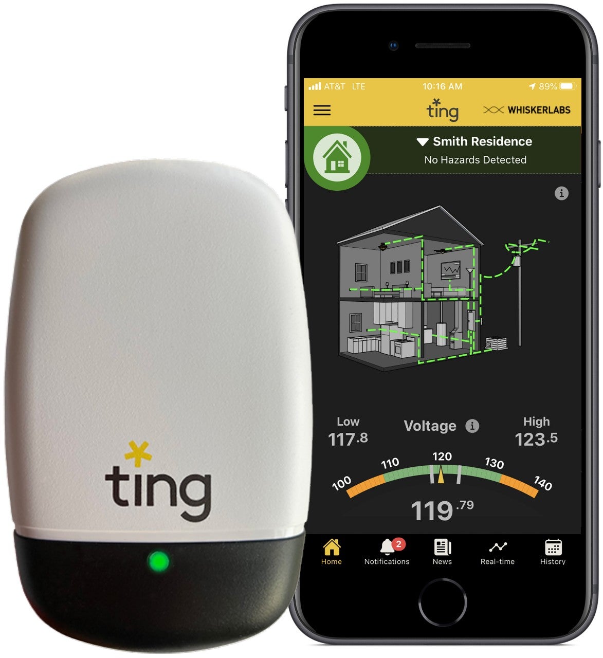 Ting sensor device and mobile app
