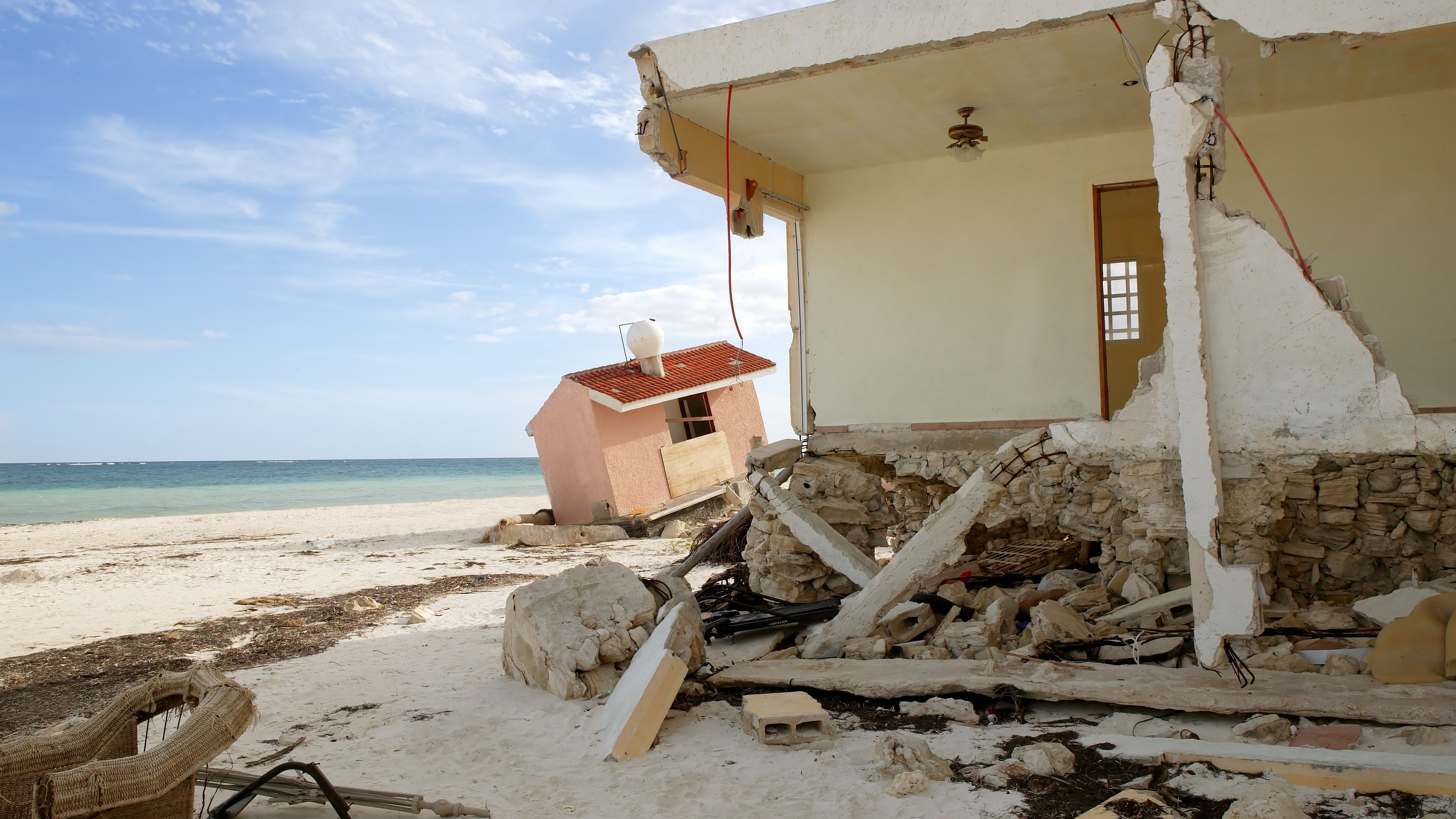 Cancun Caribbean houses after a hurricane 