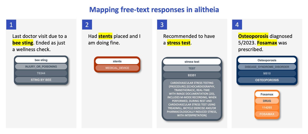 Graphic image apping free-text responses in alitheia