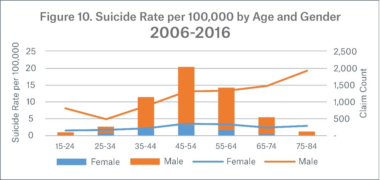 Figure 10 Image Suicide Rate per 100,000 by Age and Gender