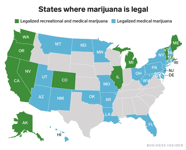 States where marijuana is legal for recreational use