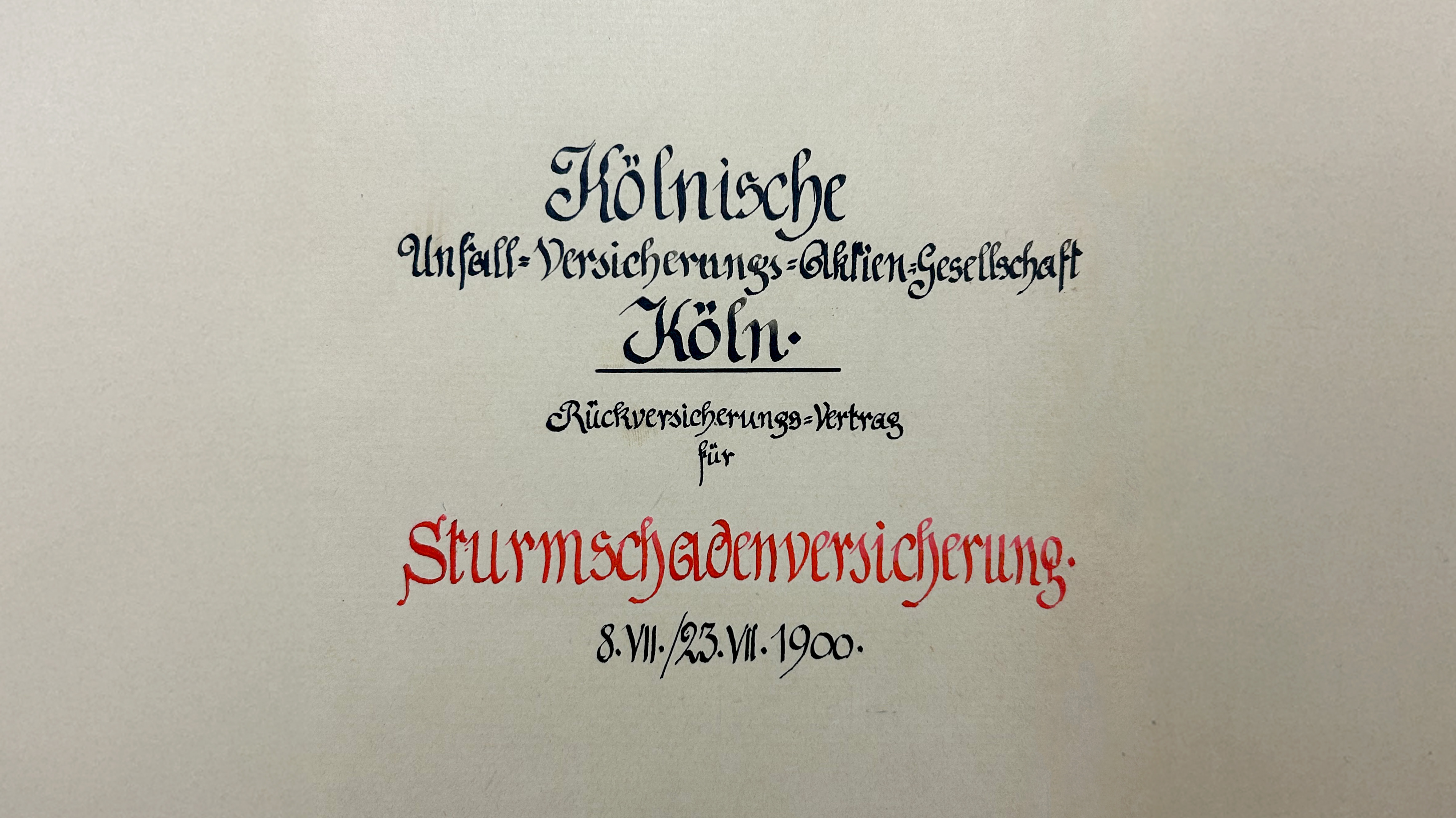 Vertragskorrespondenz Munich Re Kölnische Unfallversicherung