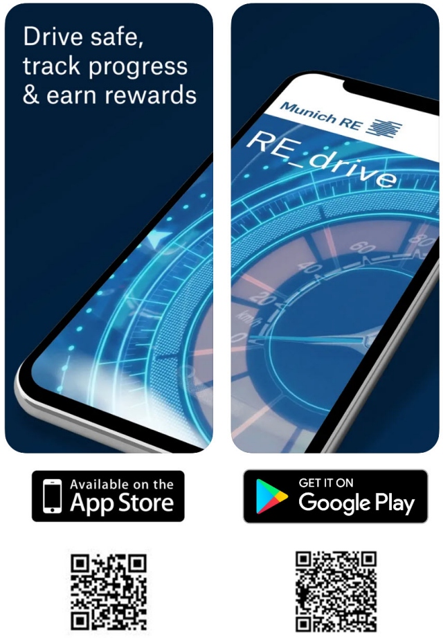 Munich Re RE-drive app product image with two QR Codes