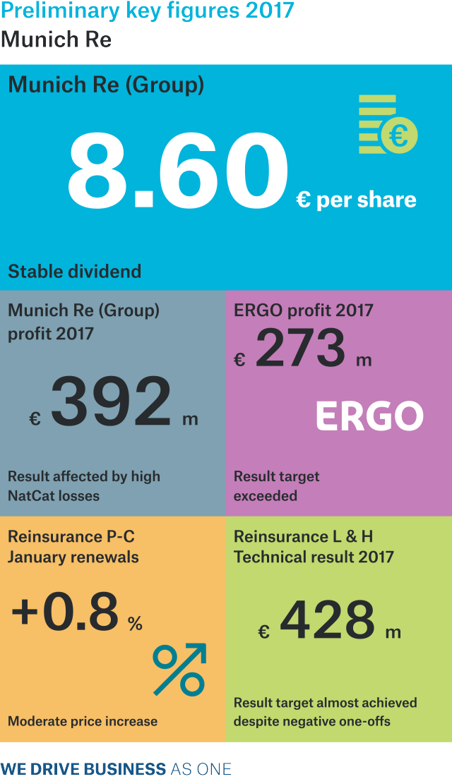 Munich Re to pay stable dividend of €8.60 per share despite high