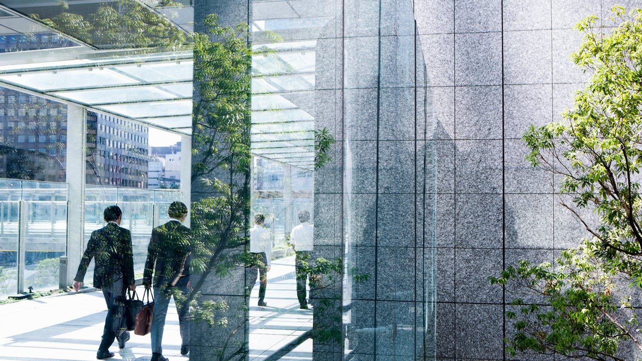 business men in office building