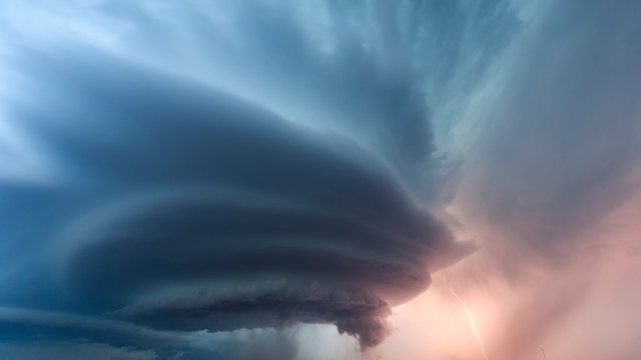 Massive storm cloud with lightning