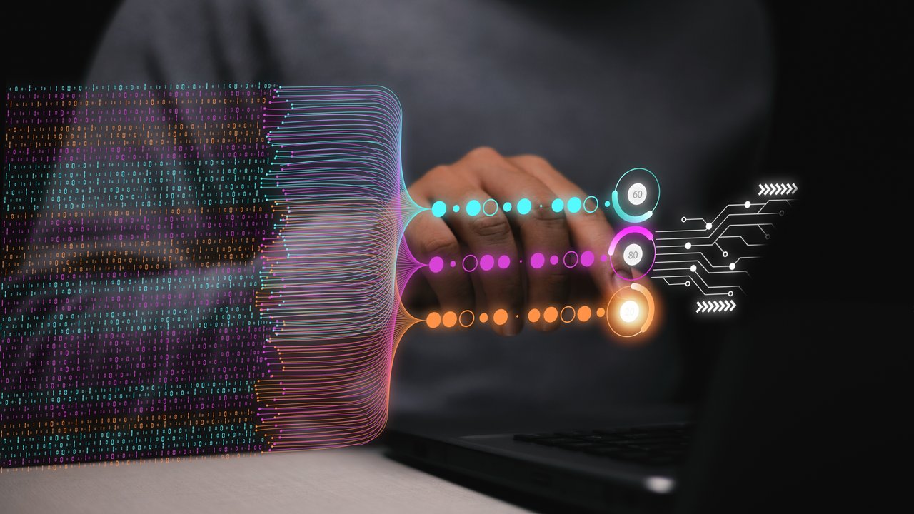 Person analyses data set and operates a virtual screen