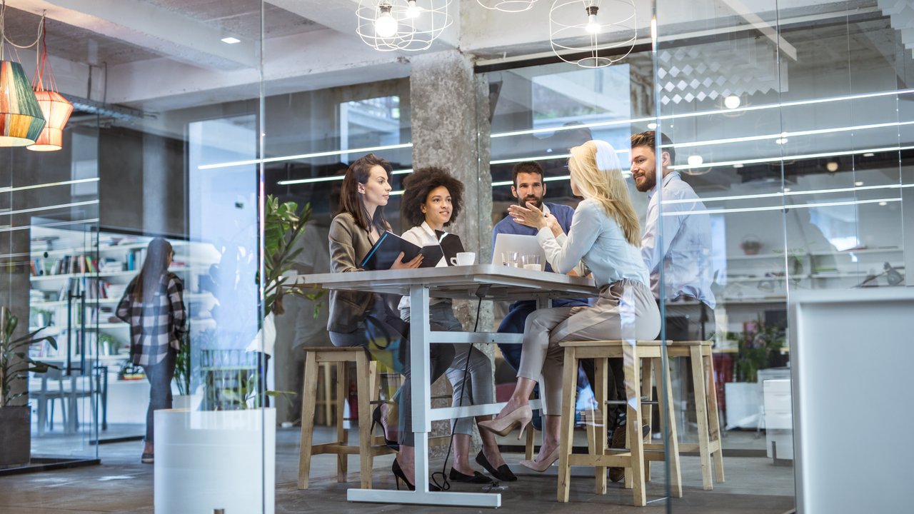 Young business team talking on a meeting in the office
