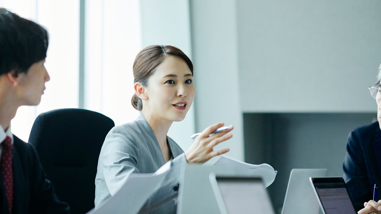 Japanese businesswoman during meeting