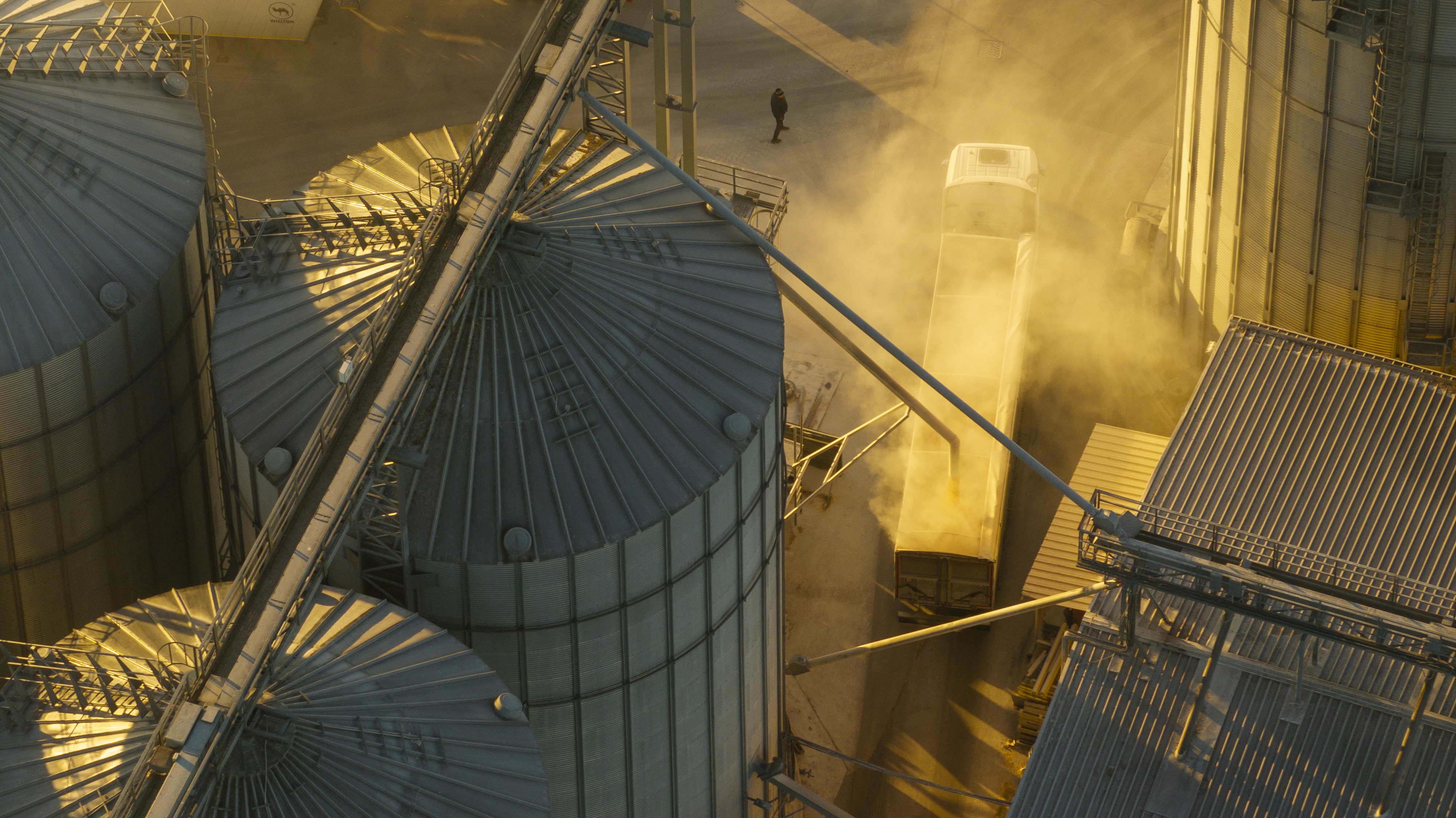 Loading grain on a truck from a silo