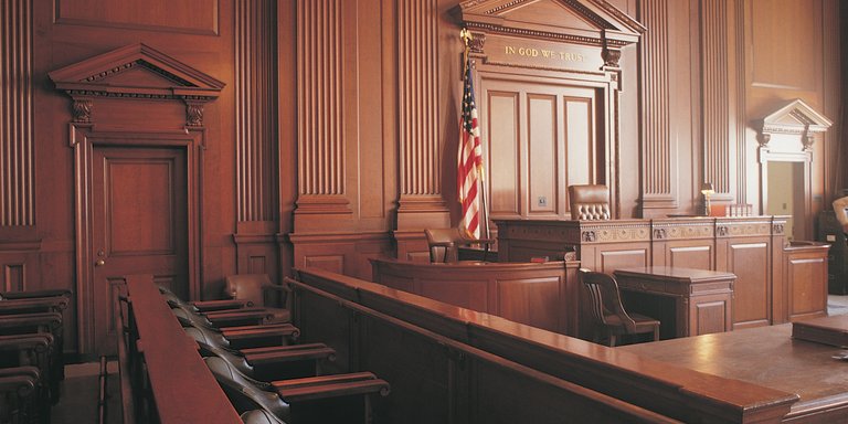 Interior view of a courtroom