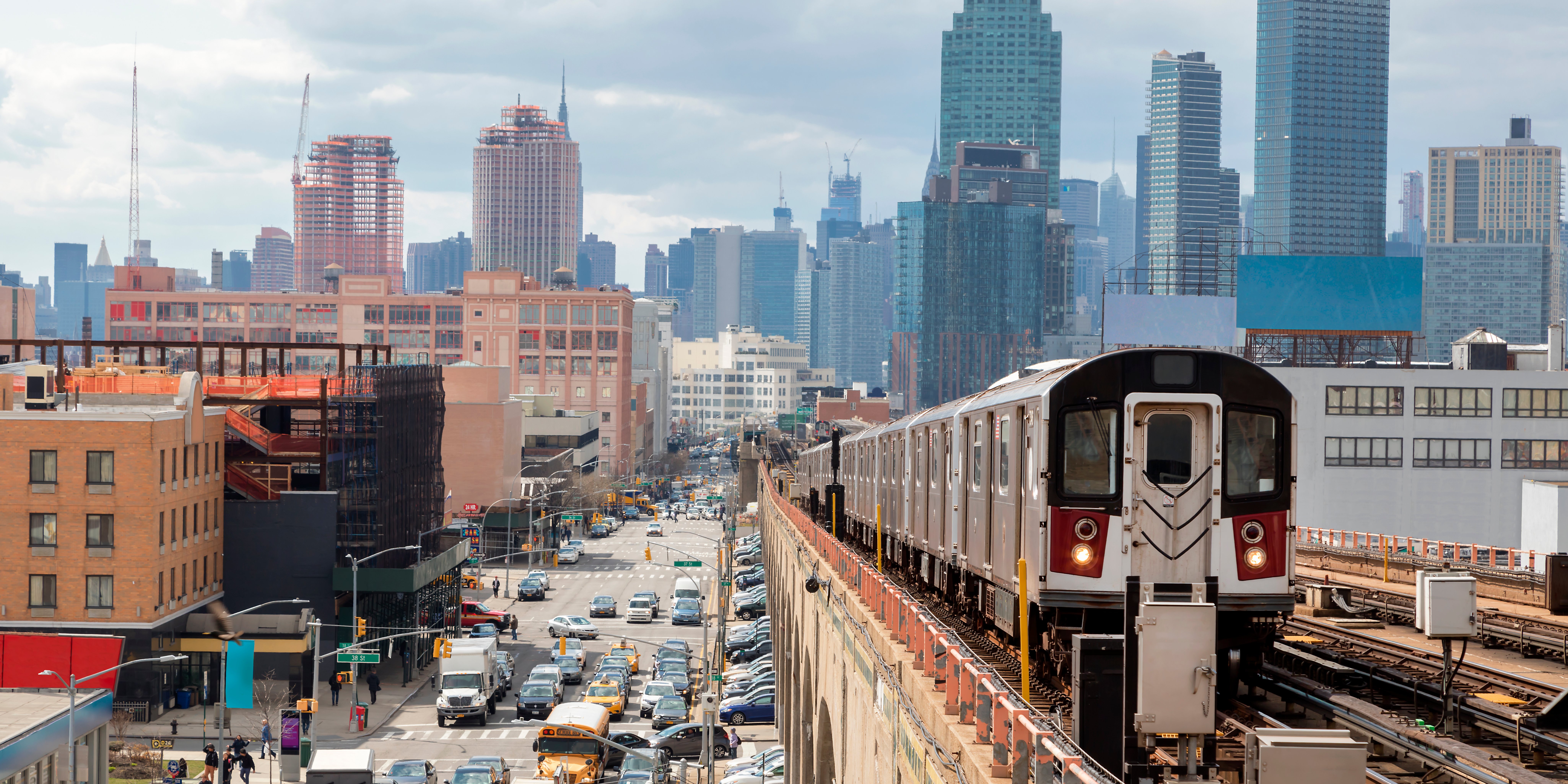 Subway train in Queens NYC