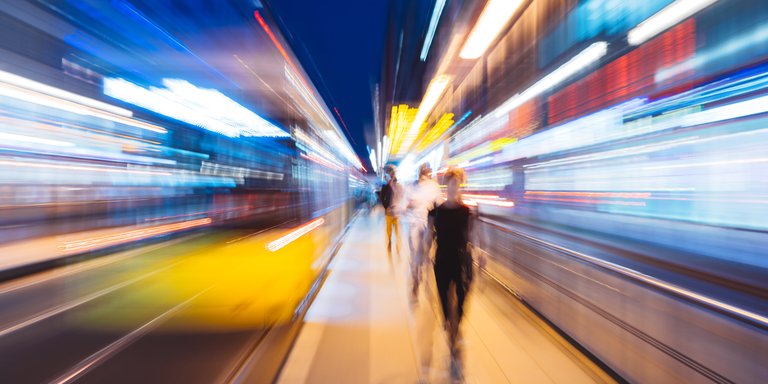 Berlin Modern Cityscape Modern Creative Zoom Rush Hour Night Street Scene in Berlin with Traffic Lights