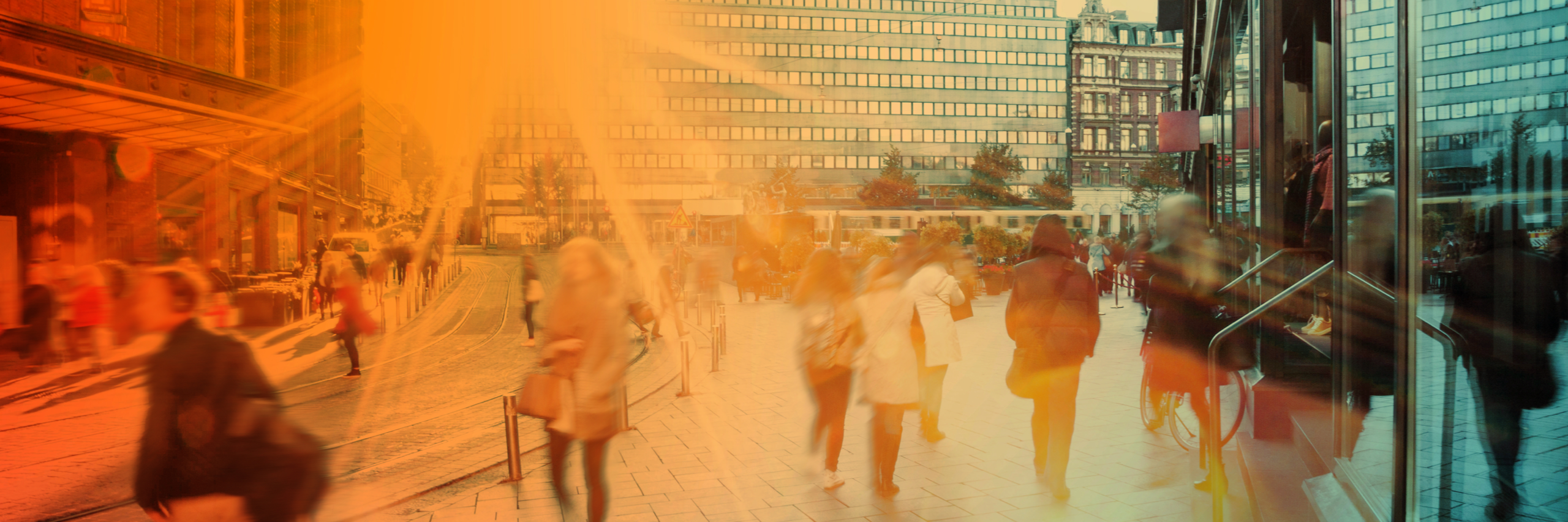 Motion Blur of People Walking in the City