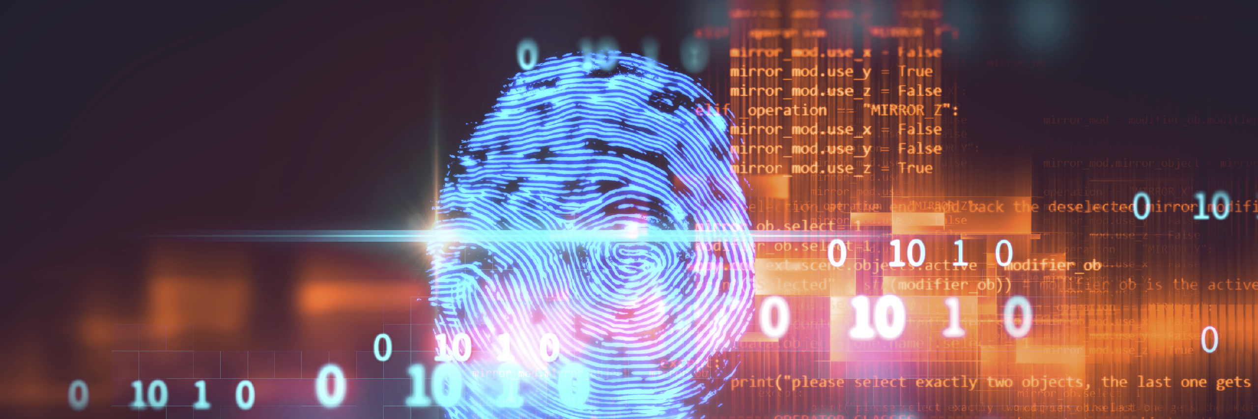 Finger print Scanning Identification System on blue technology cyber