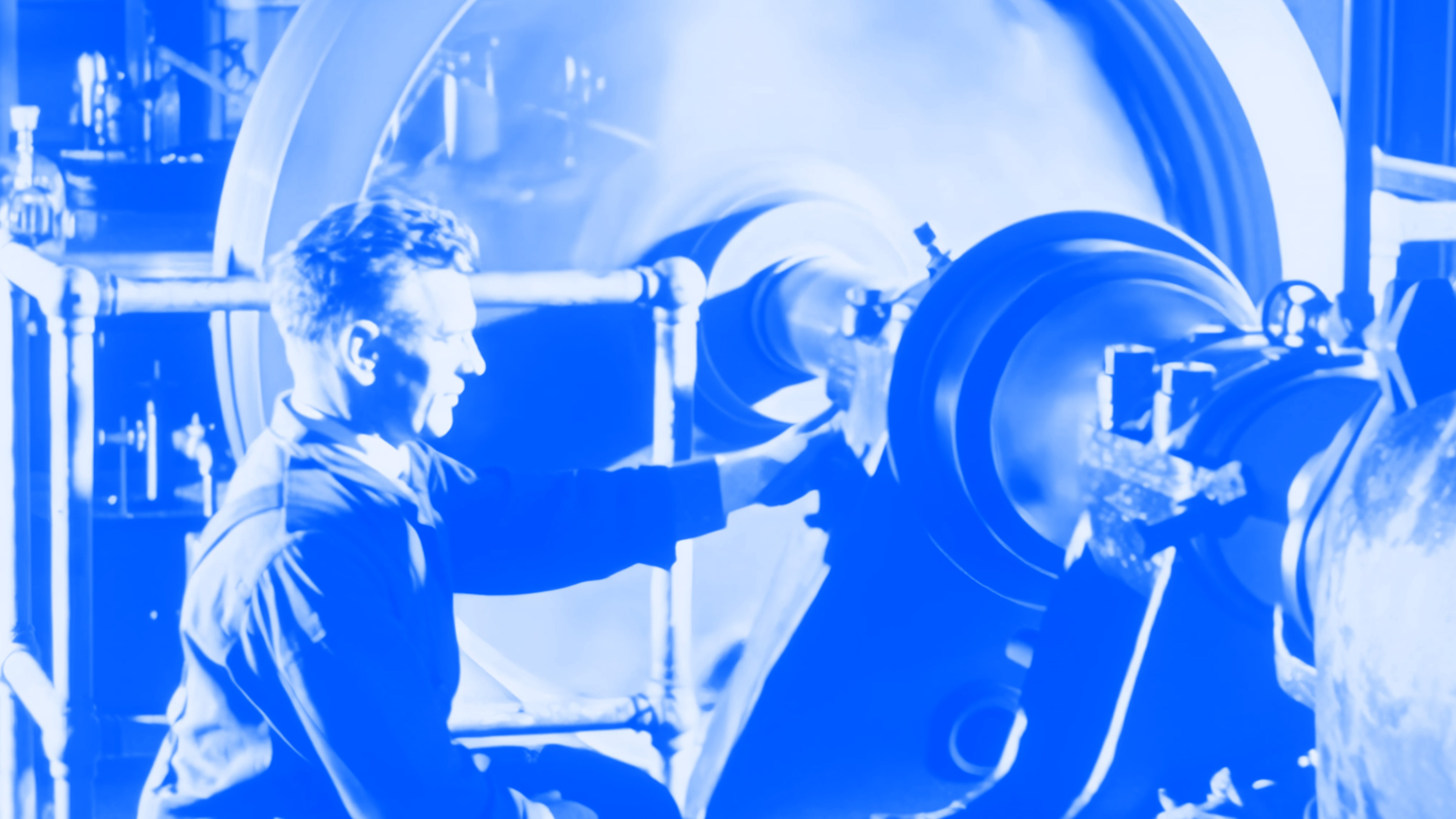 Vintage photo of engineer working on equipment