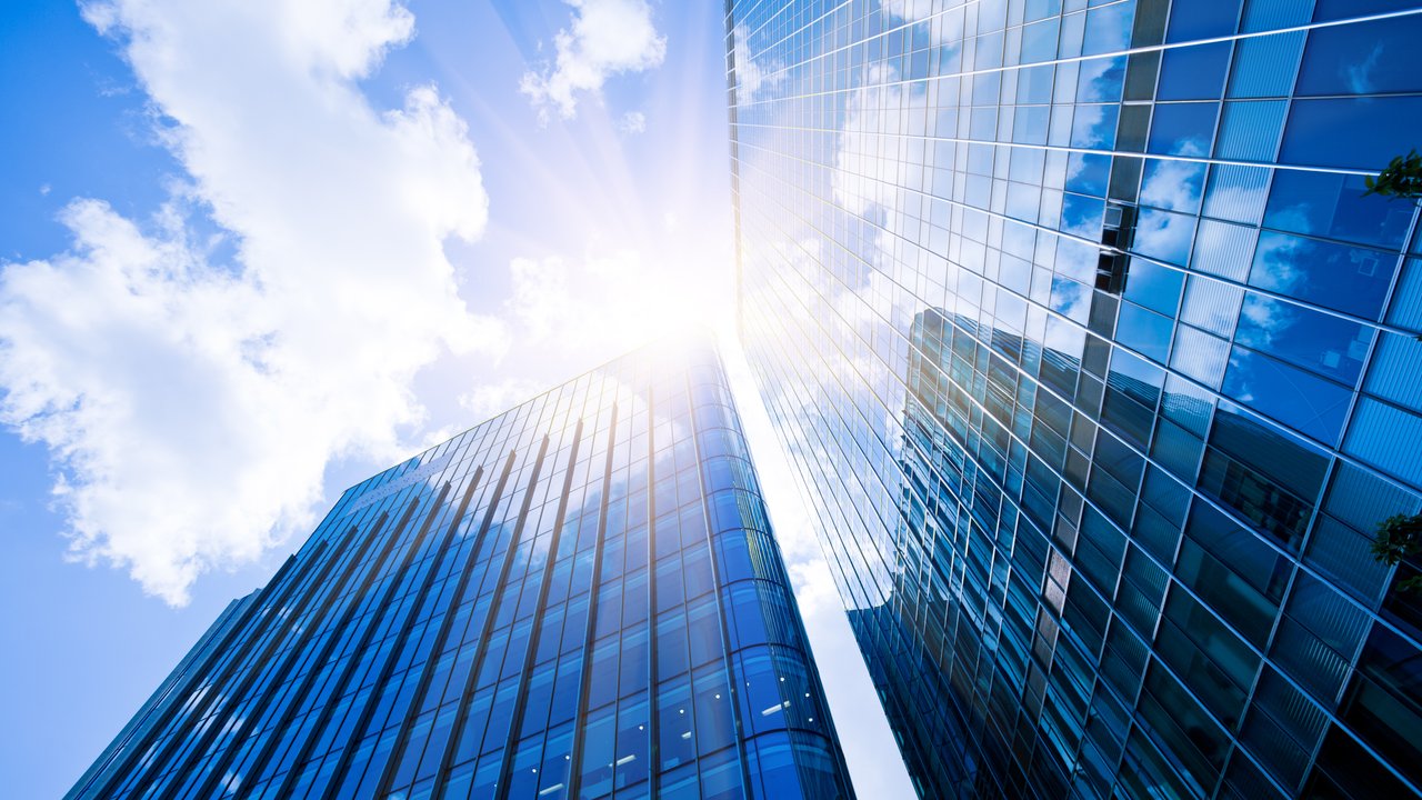 High rise towers in the financial district of a downtown city