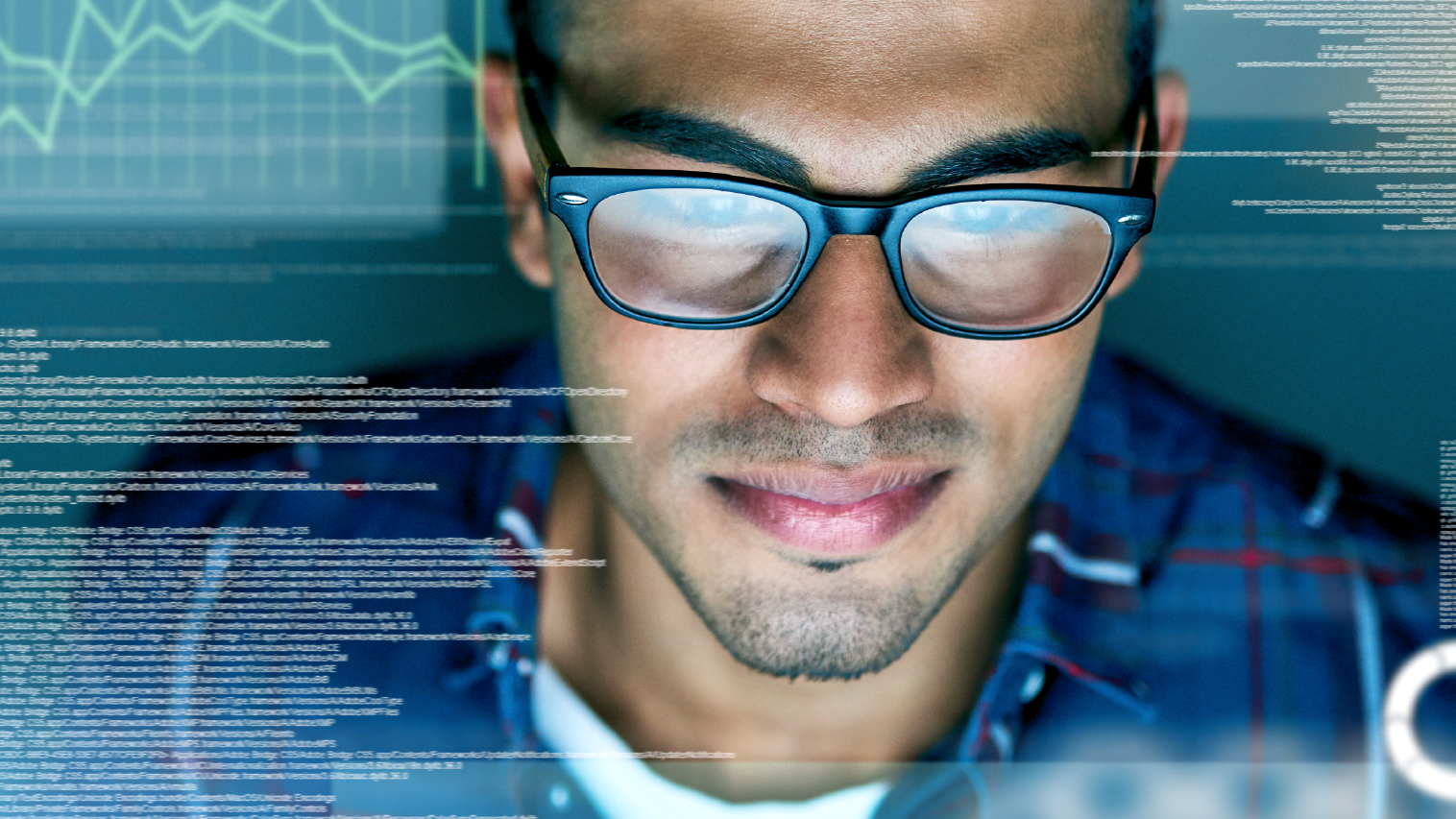 A programmer working on code exposing data digitally