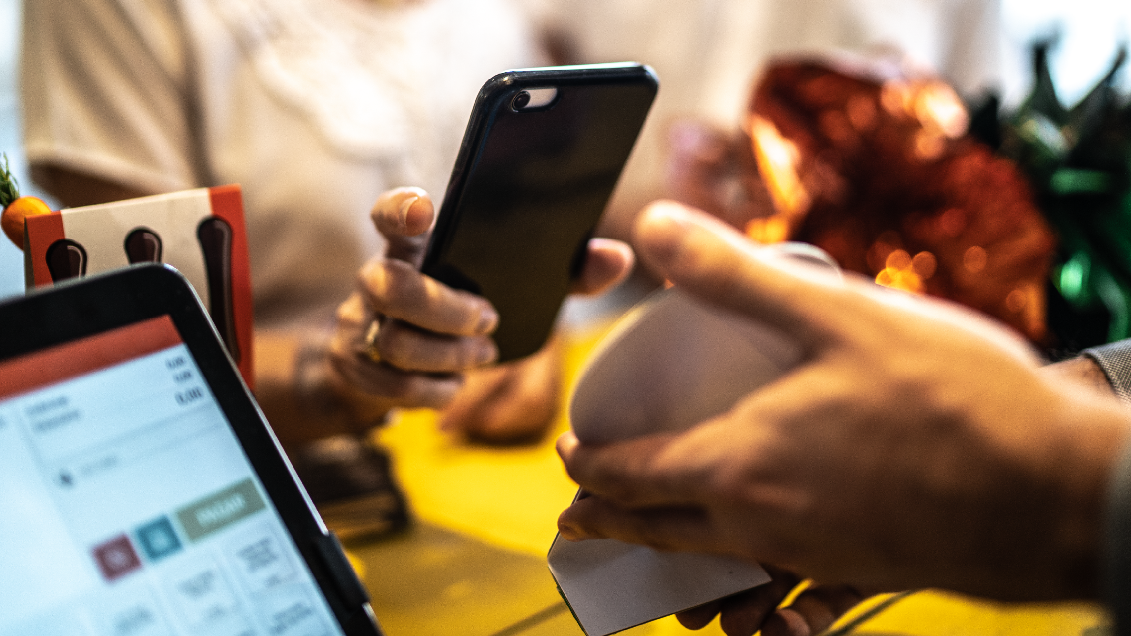 A person at a store paying by mobile
