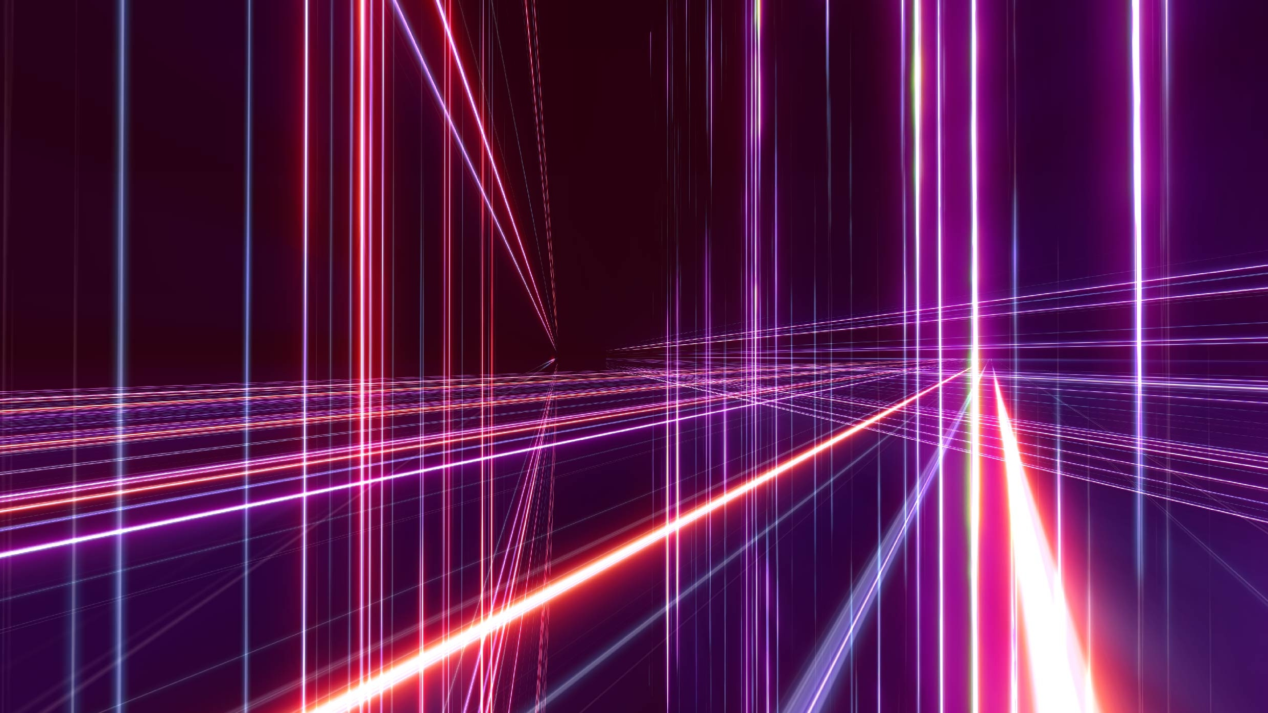 Lignes roses néon en 3D dans le cyber-espace
