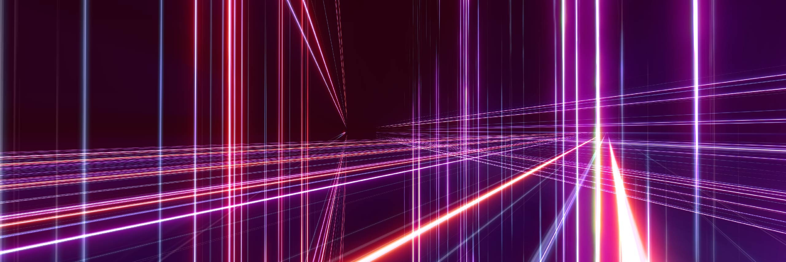 Lignes roses néon en 3D dans le cyber-espace