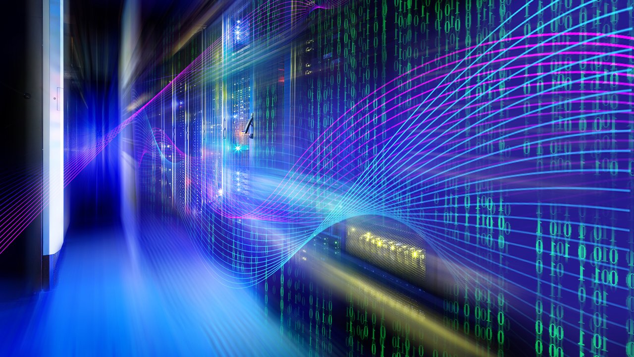 Commercial server with an overlay of data and cyber activity