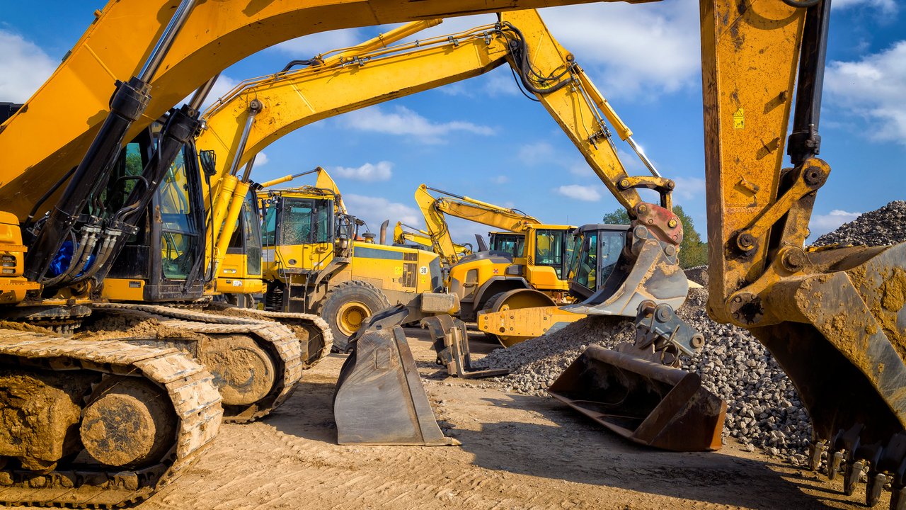 Multiple construction plant on a construction site