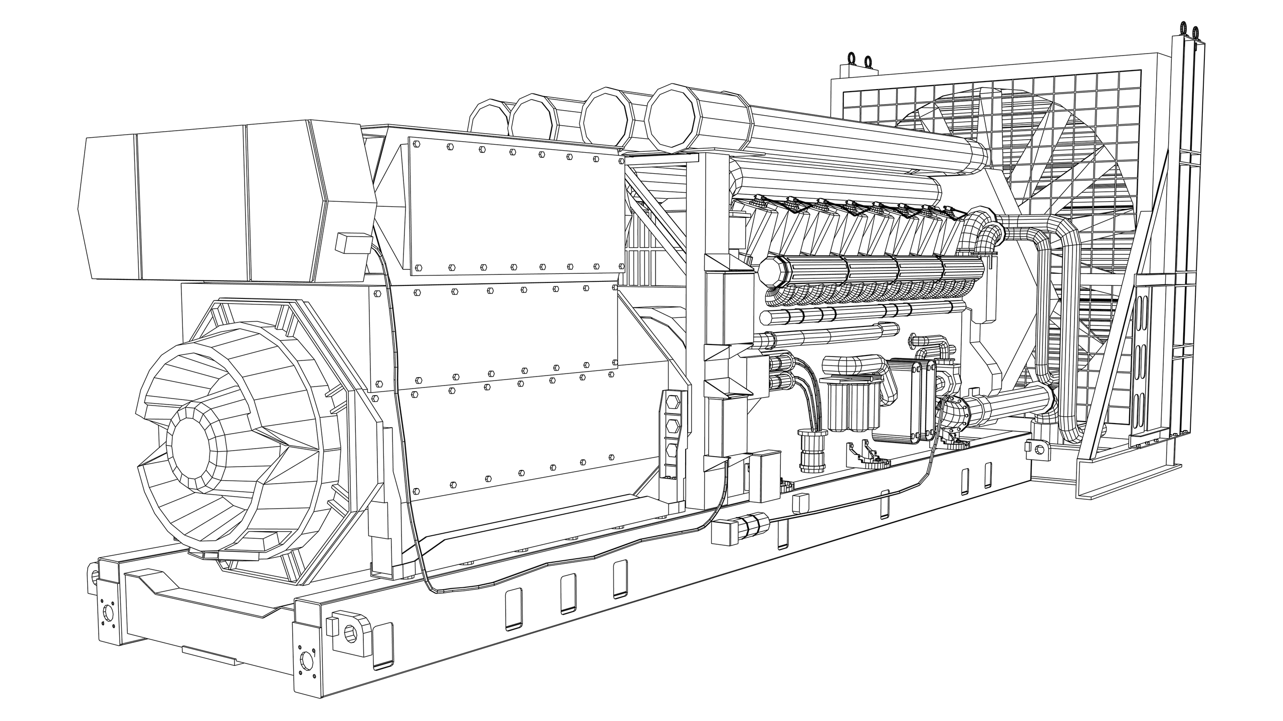 Vector Image: Diesel Engine and Alternator