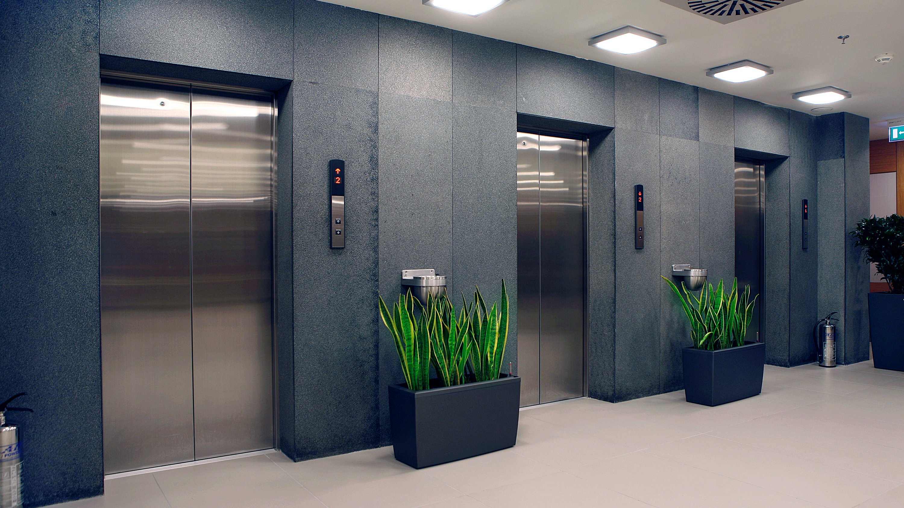 Multiple lifts/elevators in a modern office