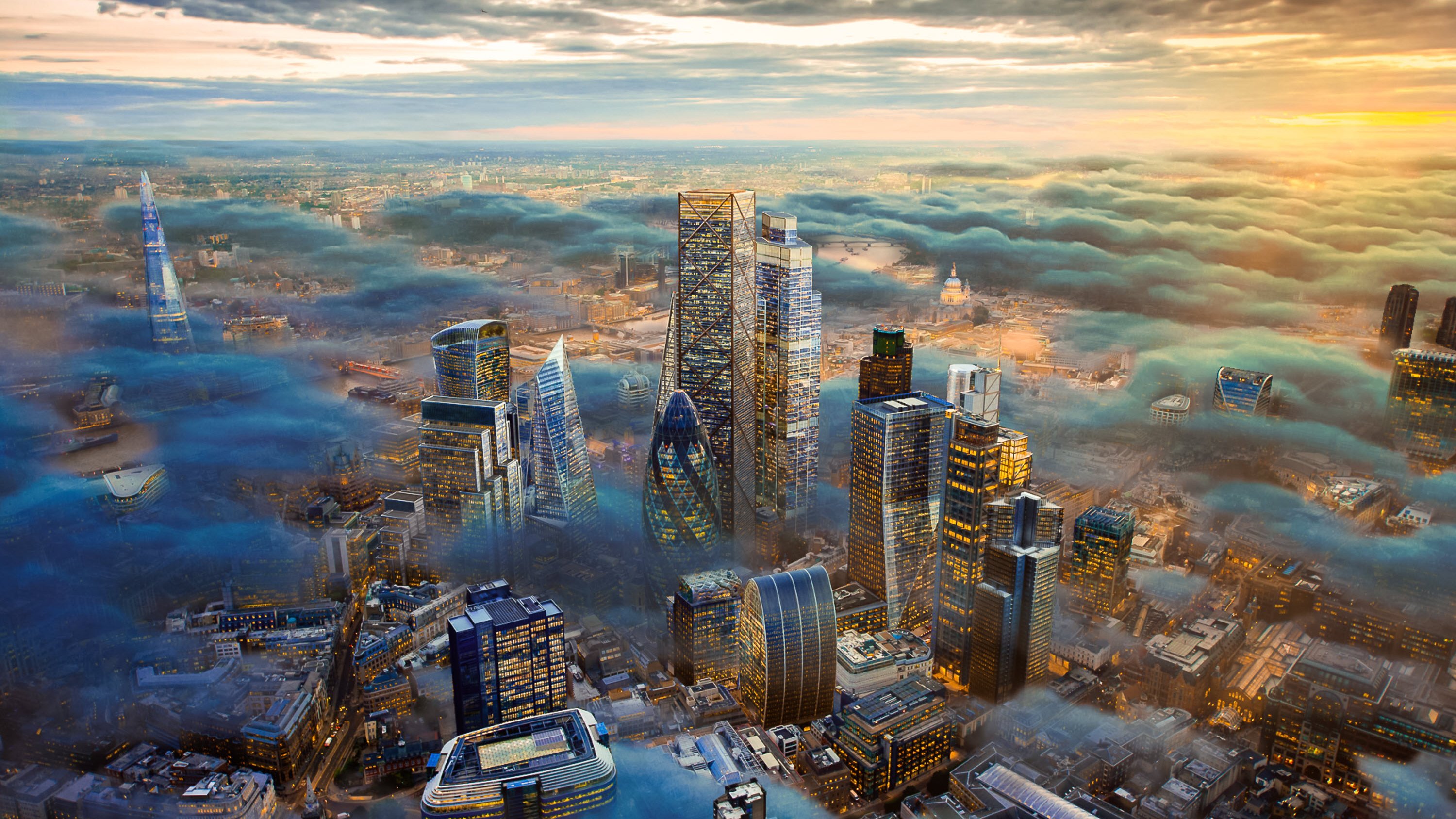 HSB Energy Efficiency Insurance Aerial view of the London city skyline