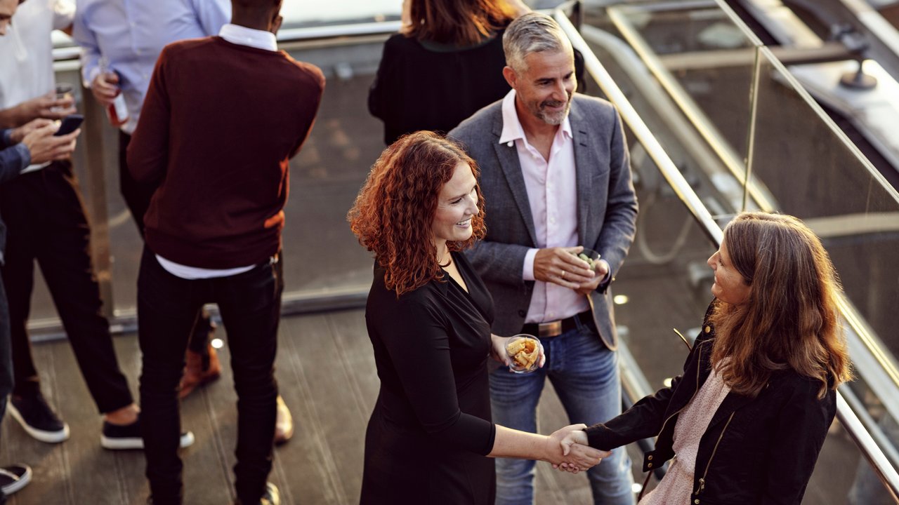 HSB Energy team meet-up Group of professionals casually networking