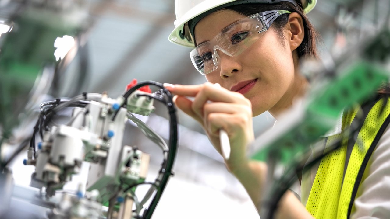 Woman with equipment