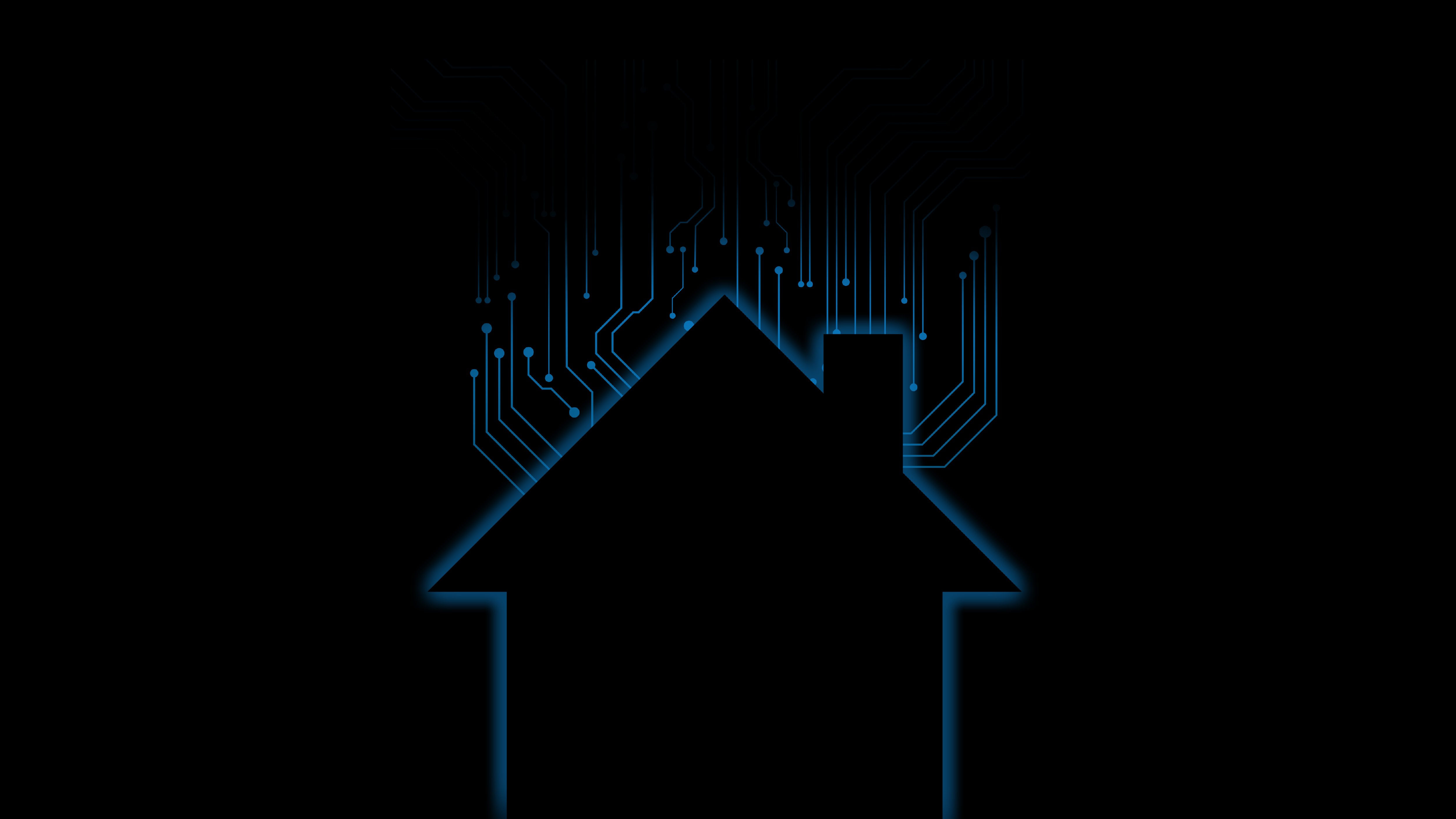 HSB Adds New Cyber Insurance Coverage for Consumers Digital illustration silhouette of home exterior with data lines emanating out from it