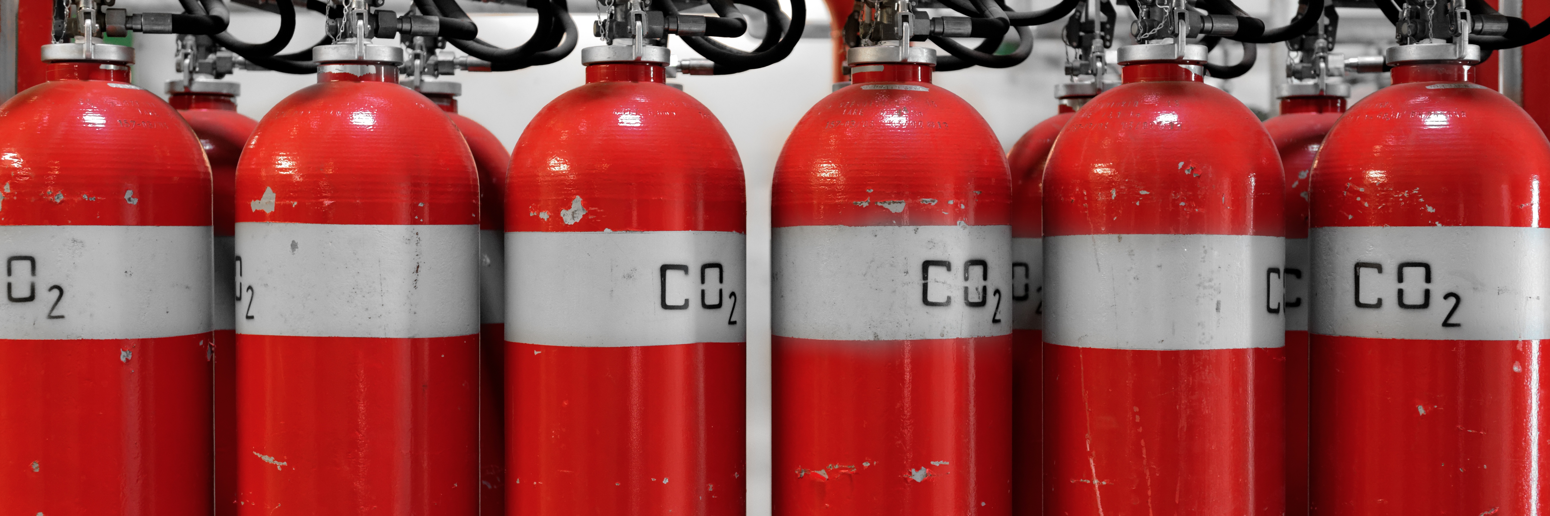 Large CO2 fire extinguishers in a thermal power plant