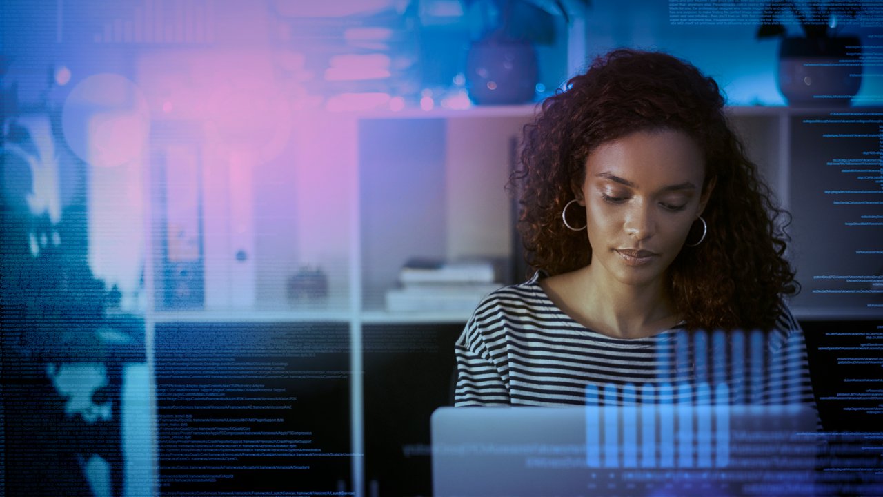 Woman looking at screen