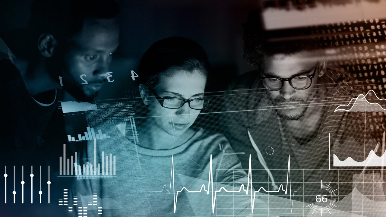 People looking at screen