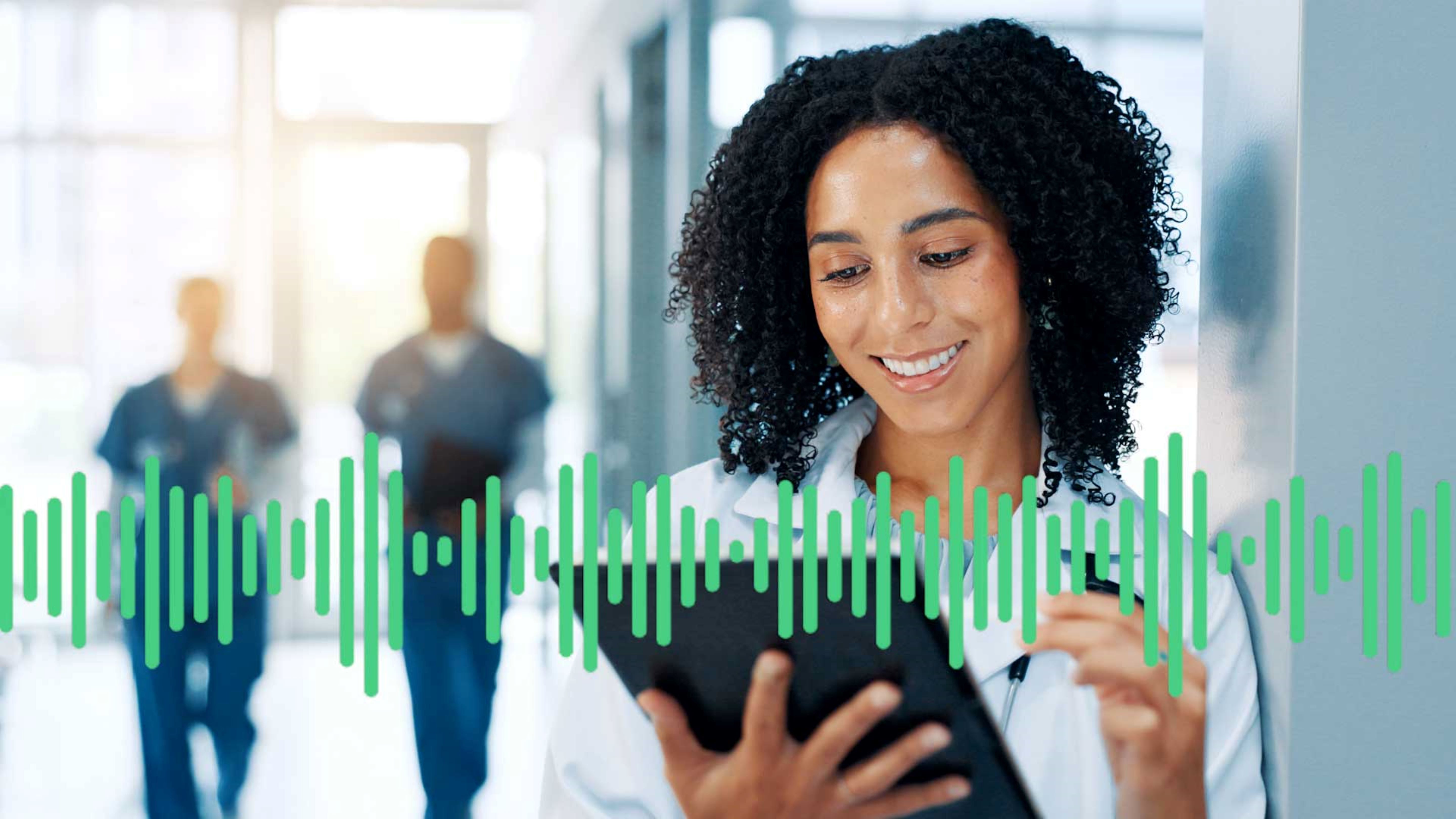 Female doctor holding a tablet in a doctor's office