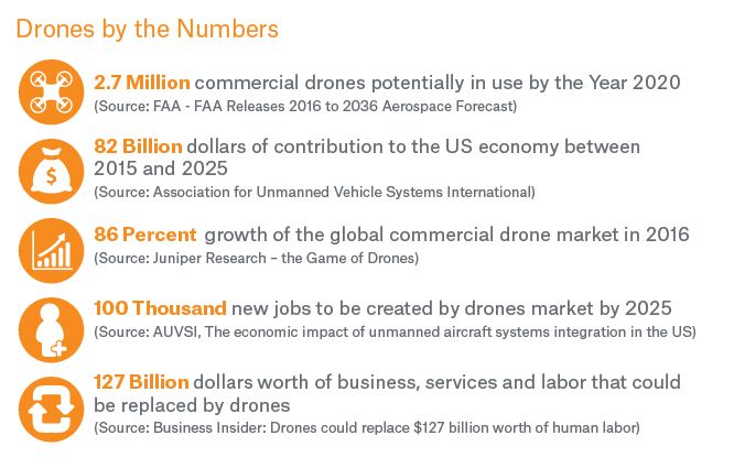 Drones by the Numbers infographic