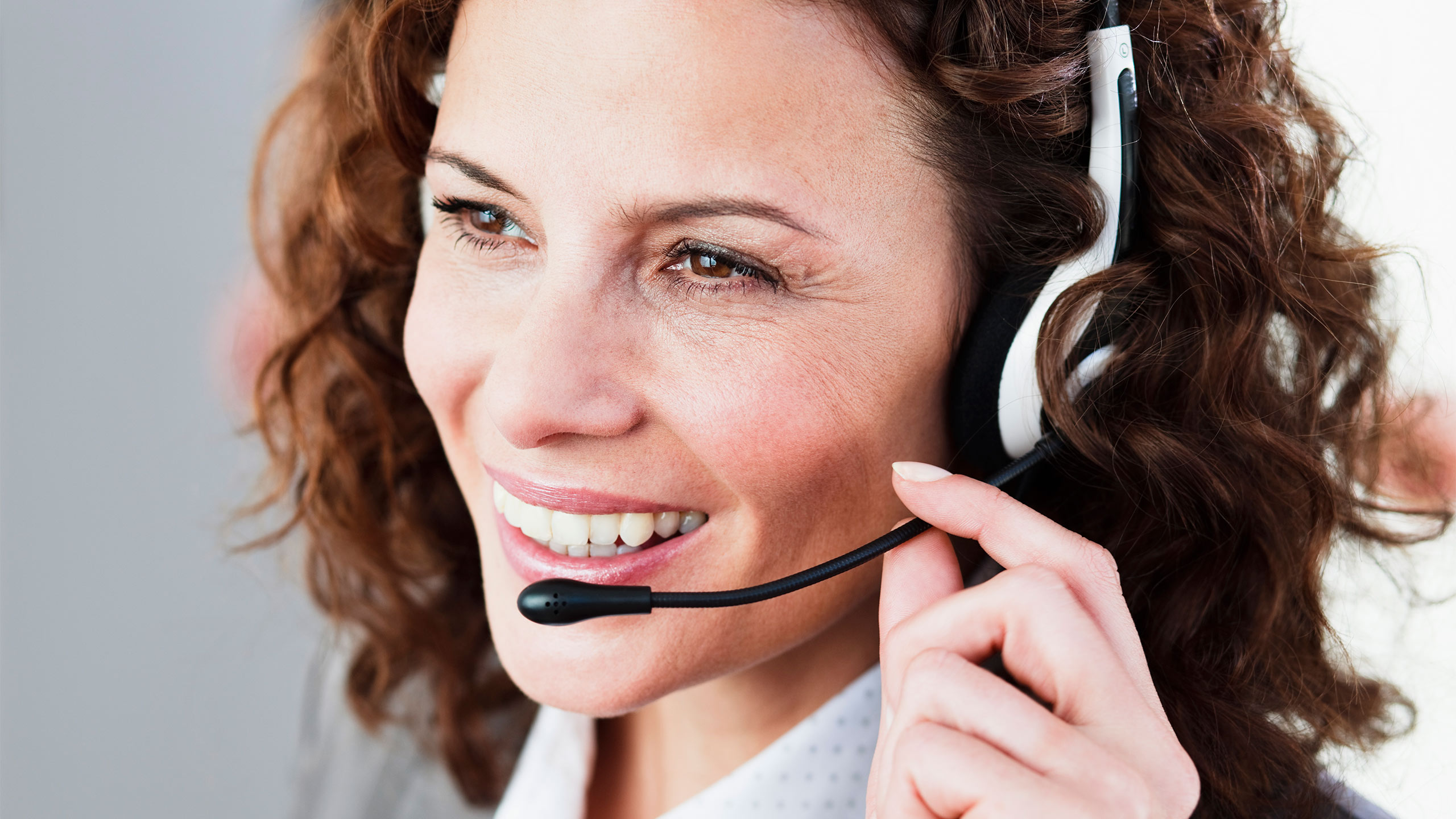 Female call center agent talking