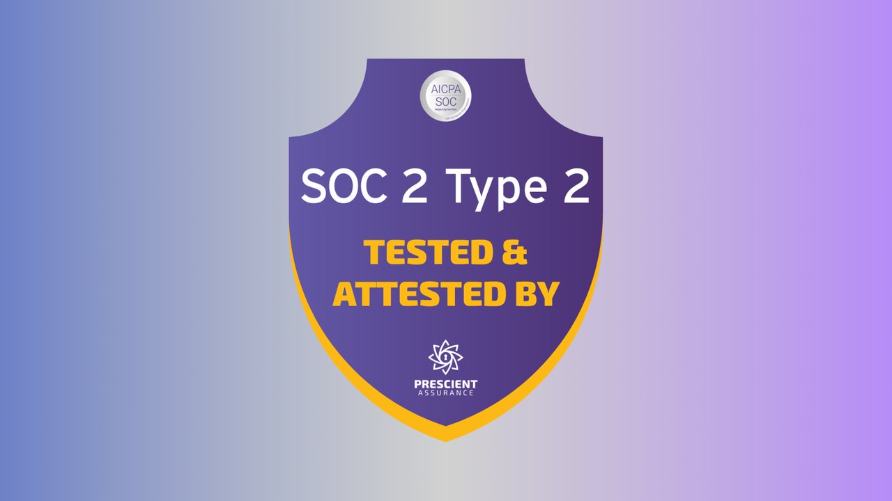 Logo of Munich RE Automation Solutions and a SOC 2 Type 2 certification badge from Prescient Security