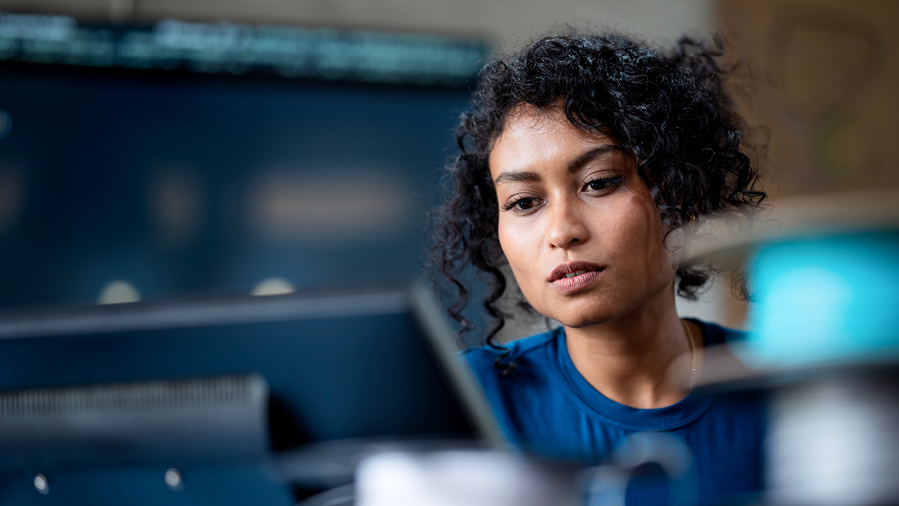 Woman in front of computer