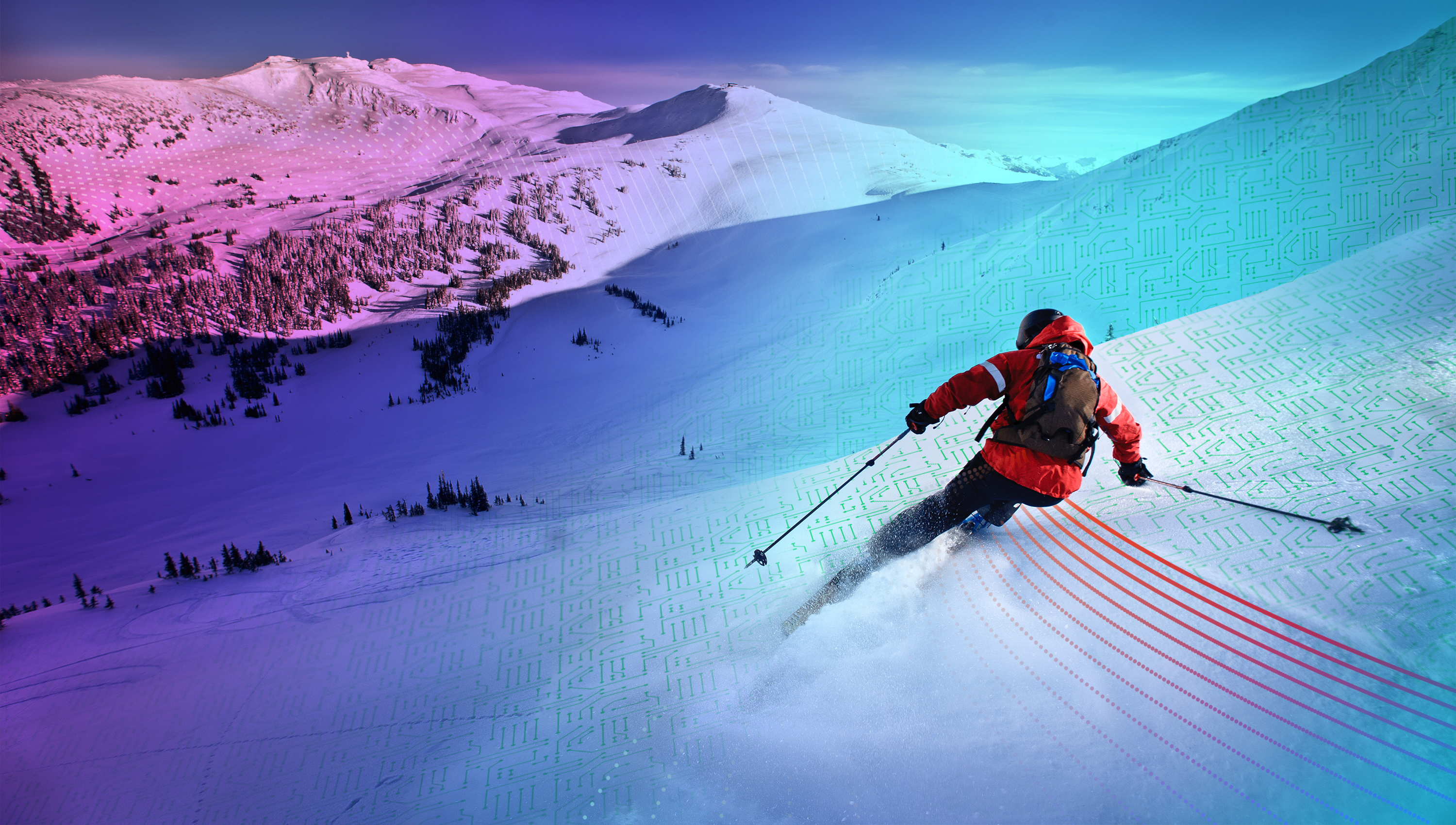 Digital image of skier going down mountain