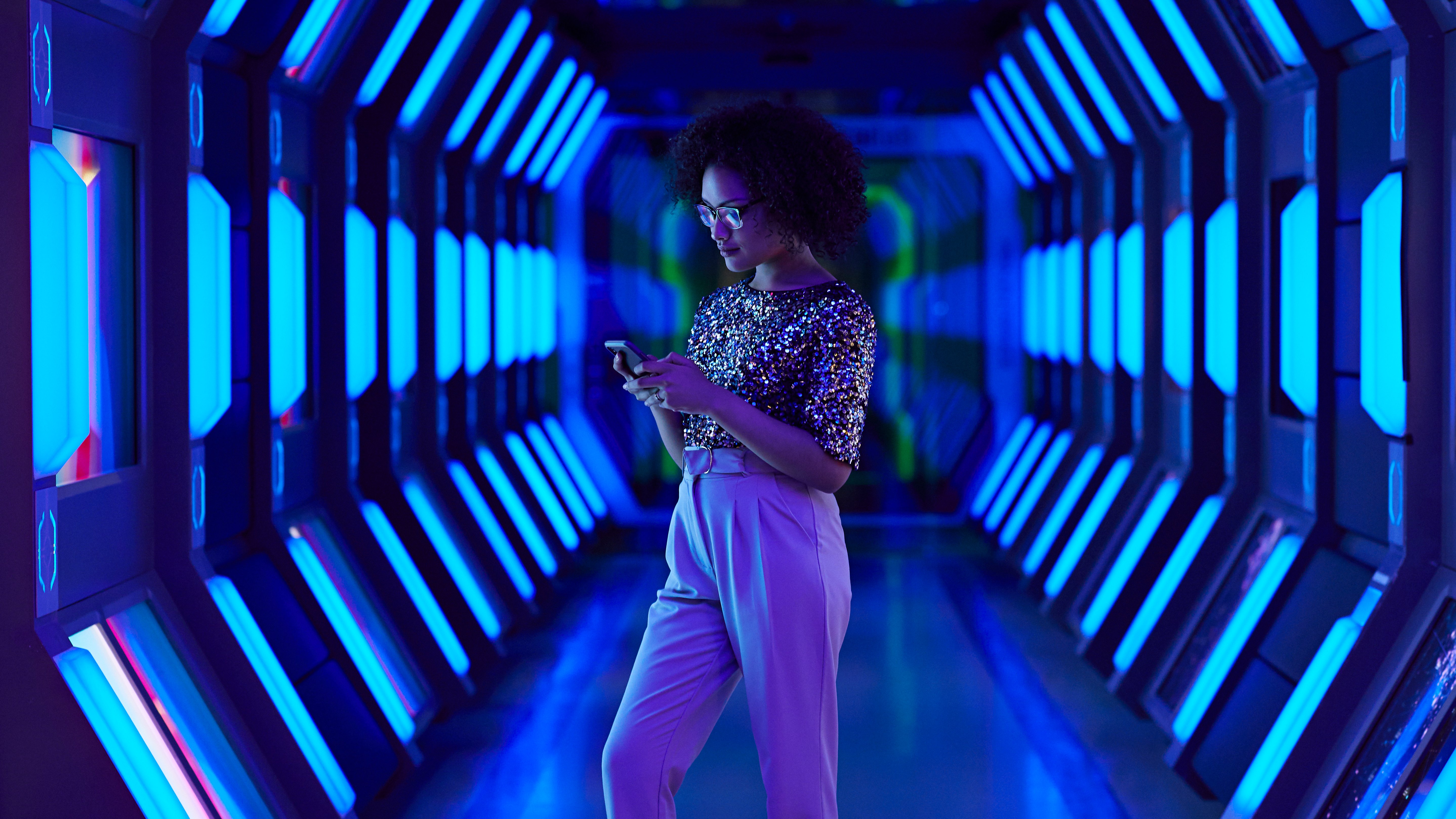 Smartphone addiction Woman looking at smartphone